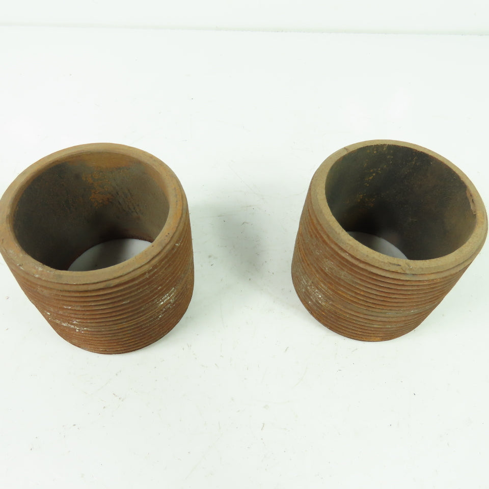 2-1/2" x 2-1/2" Black Malleable Steel Close Nipple Lot Of 2