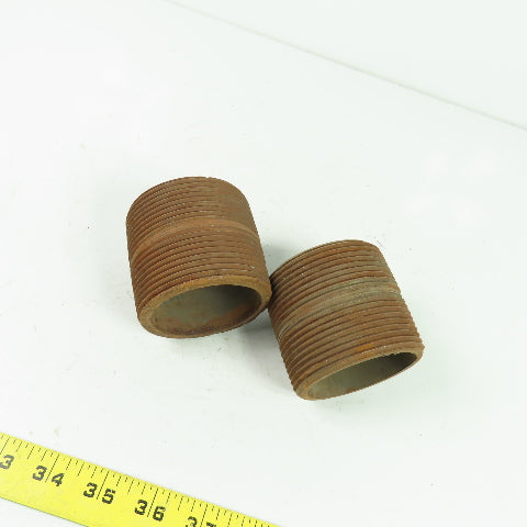 2-1/2" x 2-1/2" Black Malleable Steel Close Nipple Lot Of 2