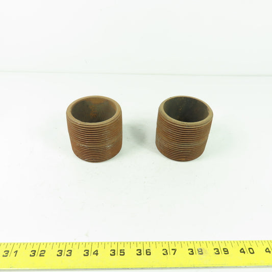 2-1/2" x 2-1/2" Black Malleable Steel Close Nipple Lot Of 2