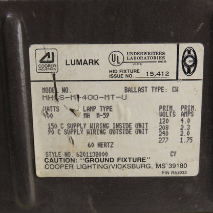 Lumark MHSS-M-400-MT-U Type MH M-59 Lighting Fixture 400W 120-277VAC 60HZ CW