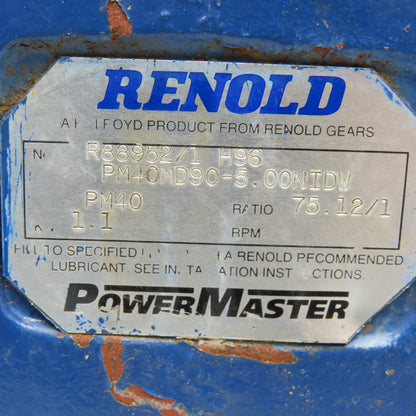 Renold PM40MD90-5.00NIDW 75.12:1 Ratio Right Angle Gear Reducer Parts/Repair