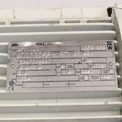 Sew Eurodrive R40DT90L4 3.31:1 Ratio Gear Motor 2Hp 230/460V 324RPM 3Ph