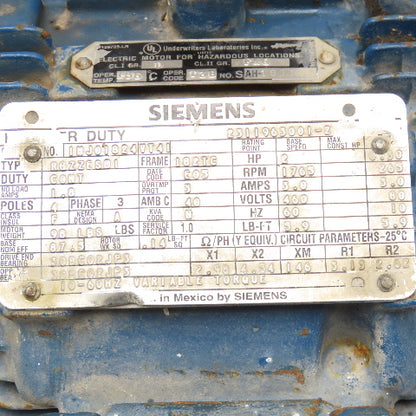 Siemens RGZZESD1 2Hp 1765RPM 460V Only Inverter Duty Hazardous Location Motor
