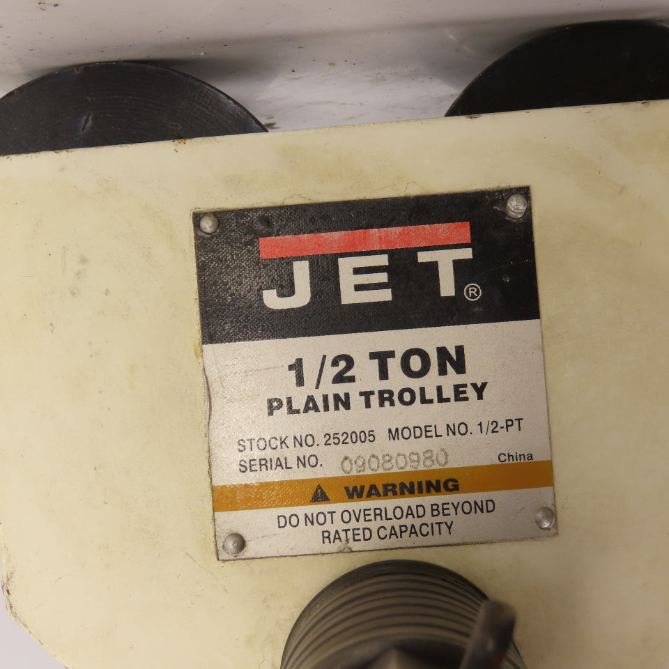 Jet 1/2-PT 1000 LB 1/2 Ton Plain Push / Pull Hoist Trolley 2-3/4"-8" Flange