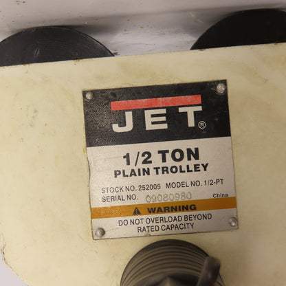 Jet 1/2-PT 1000 LB 1/2 Ton Plain Push / Pull Hoist Trolley 2-3/4"-8" Flange