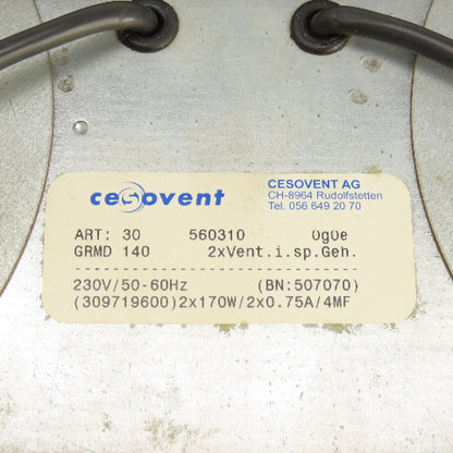 Cesovent 560310 GRMD 140 Centrifugal Dual Wheel Ventilation Fan Blower 230V 1PH
