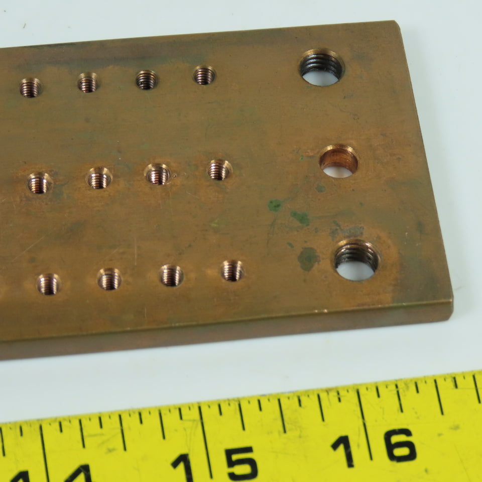 6-5/8" x 2-1/4" x 1/4" Thick Threaded Solid Copper Bus Bar
