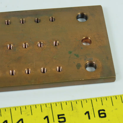 6-5/8" x 2-1/4" x 1/4" Thick Threaded Solid Copper Bus Bar