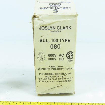 Joslyn Clark 080 2-Position Keyed Selector Switch Bul. 100 600VAC / 300VDC NEW