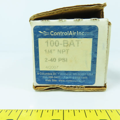 ControlAir 100-BAT Pneumatic Air Pressure Regulator 1/4" NPT 2-40 PSI NEW