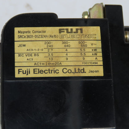 Fuji SRCa 3631-05Z324A 600V Contactor Relay 5-8A Overload 110V Coil