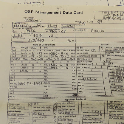 Okuma OSP5000L-G LB15 Floppy Disc Control Software For CNC Machining Center