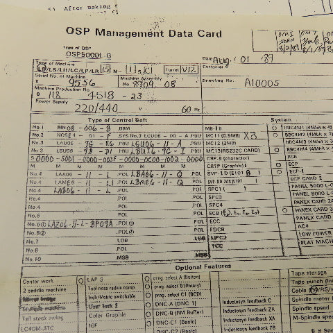 Okuma OSP5000L-G LB15 Floppy Disc Control Software For CNC Machining Center