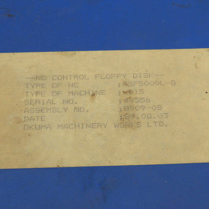 Okuma OSP5000L-G LB15 Floppy Disc Control Software For CNC Machining Center