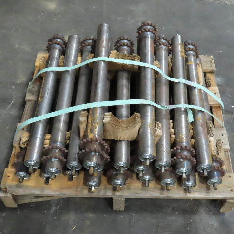 22-1/2" BF x 1.9" OD Steel Chain Drive Conveyor Roller 24-1/4" OAL Lot Of 20
