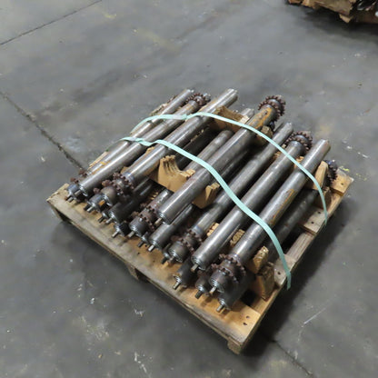 22-1/2" BF x 1.9" OD Steel Chain Drive Conveyor Roller 24-1/4" OAL Lot Of 20
