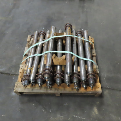 22-1/2" BF x 1.9" OD Steel Chain Drive Conveyor Roller 24-1/4" OAL Lot Of 20