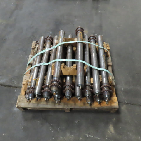 22-1/2" BF x 1.9" OD Steel Chain Drive Conveyor Roller 24-1/4" OAL Lot Of 20