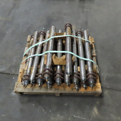 22-1/2" BF x 1.9" OD Steel Chain Drive Conveyor Roller 24-1/4" OAL Lot Of 20