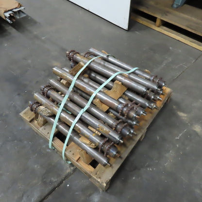 22-1/2" BF x 1.9" OD Steel Chain Drive Conveyor Roller 24-1/4" OAL Lot Of 20