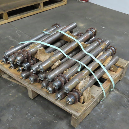 22-1/2" BF x 1.9" OD Steel Chain Drive Conveyor Roller 24-1/4" OAL Lot Of 20
