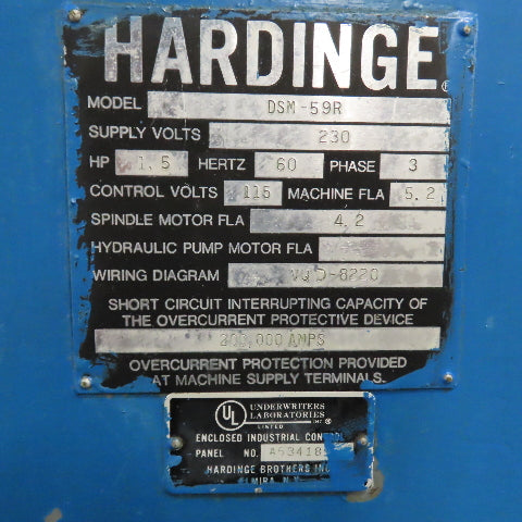 Hardinge DSM-59R Super Precision 9" x 24" Second Operation Turret Lathe 230/460V