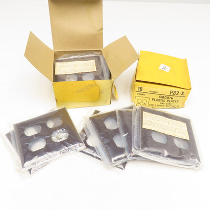 Hubbell P82X Brown Smooth Nylon 2 Gang Receptacle Cover Plate Lot Of 20