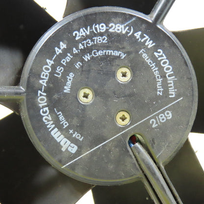 EBM W2G107-AB04-44 24VDC Cabinet Cooling Fan 2700RPM 4-3/4" x 4-3/4" Lot Of 2