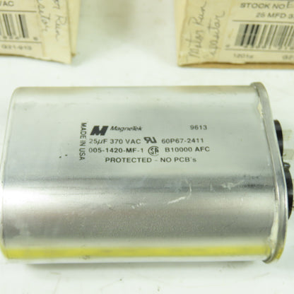 Magnetek 005-1420-MF-1 2411 Capacitor 370VAC 25uF 60P67-2411 Lot Of 2