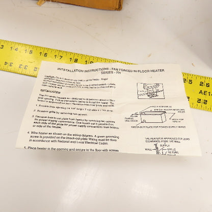 TPI 03782302 FH15 Fan Forced In-Floor Electric Heater 5120BTU 120-208-240VAC 1PH