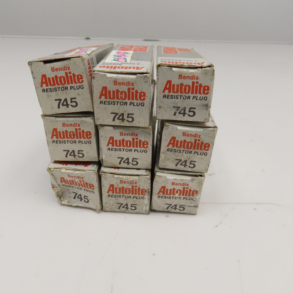 Bendix 745 Autolite Resistor Plug Spark Plug Lot Of 9