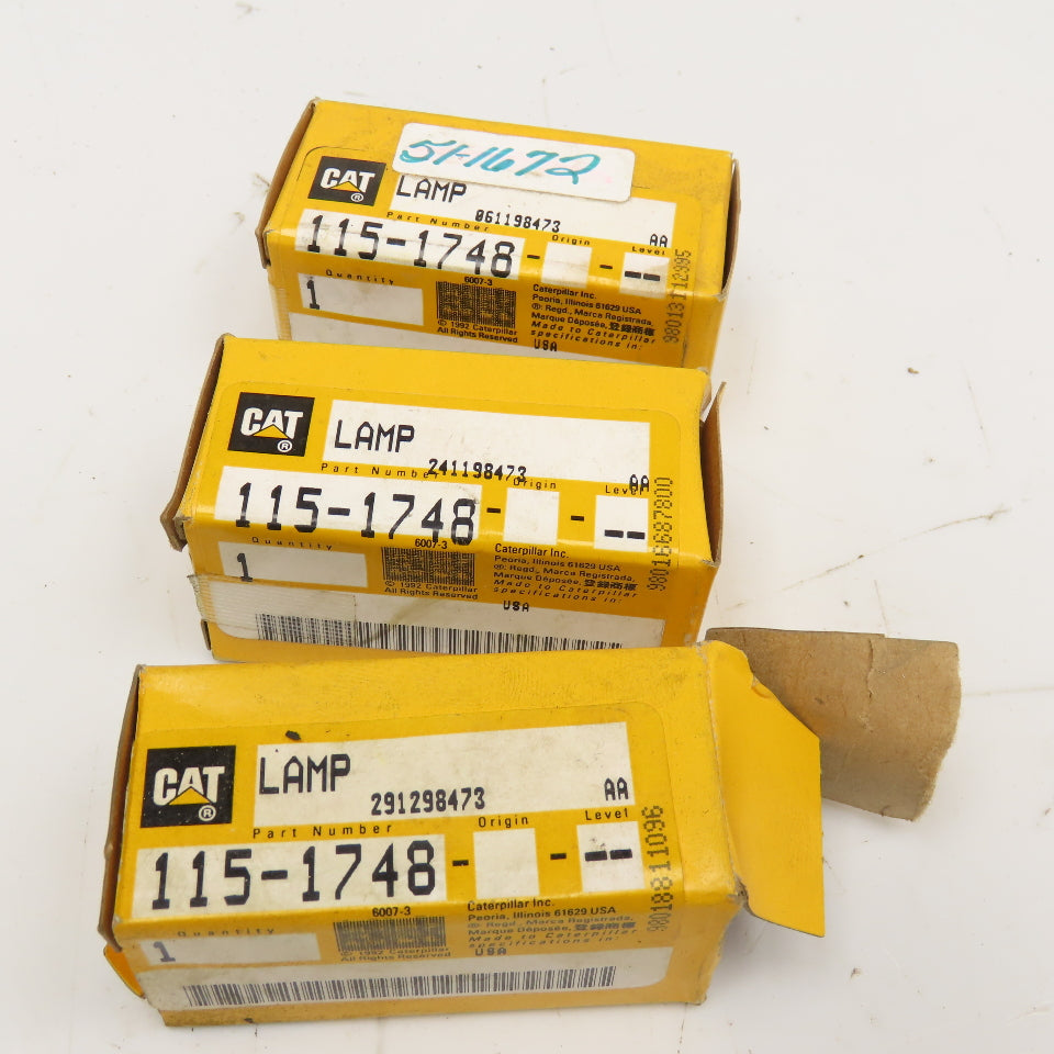CAT 115-1748 24V W3W Wedge Base Light Bulb Lot Of 3