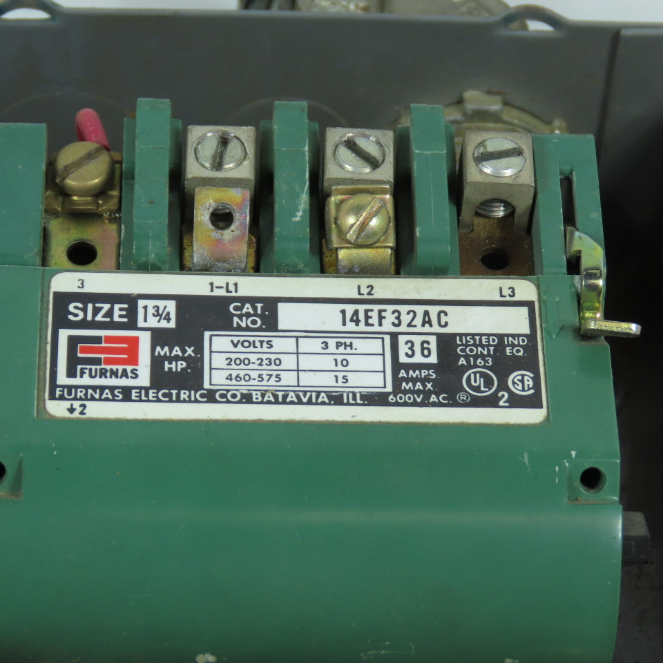 Furnas 14DF32BC Size 1-3/4 3-Phase Manual Motor Starter 15HP 240/480V Coil 36A