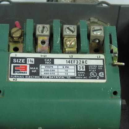 Furnas 14DF32BC Size 1-3/4 3-Phase Manual Motor Starter 15HP 240/480V Coil 36A