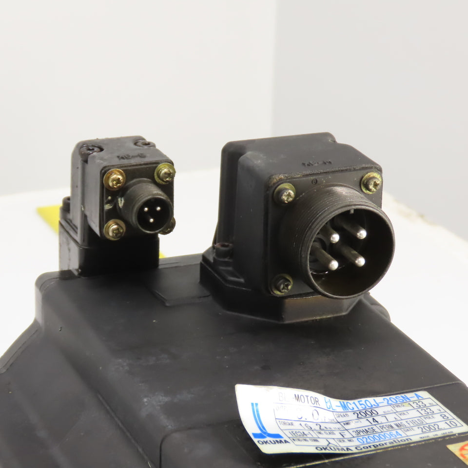 Okuma BL-MC150J-20SN-A 3.0kW AC Servo Motor 2000RPM 133V W/Encoder From LT10-M