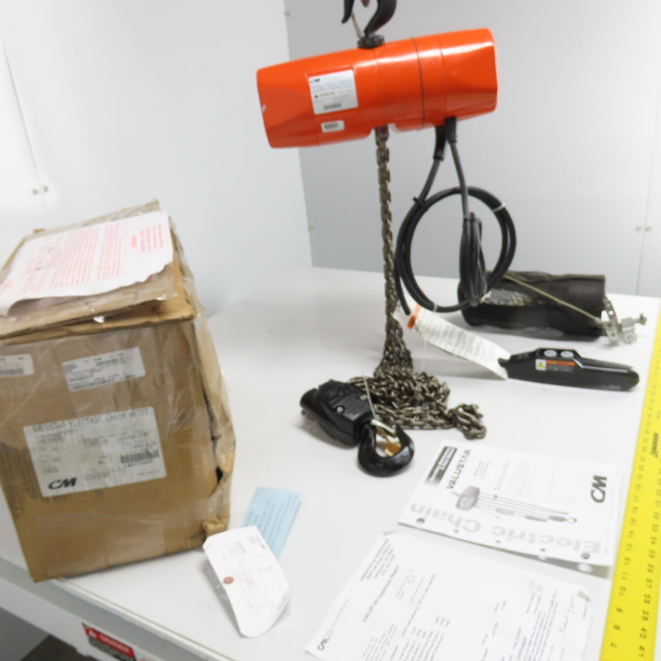 CM Model WH Valustar 1Ton 2000LB Electric Chain Hoist 10' Lift 8FPM 240/480V NEW