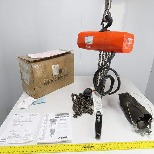 CM Model WH Valustar 1Ton 2000LB Electric Chain Hoist 10' Lift 8FPM 240/480V NEW