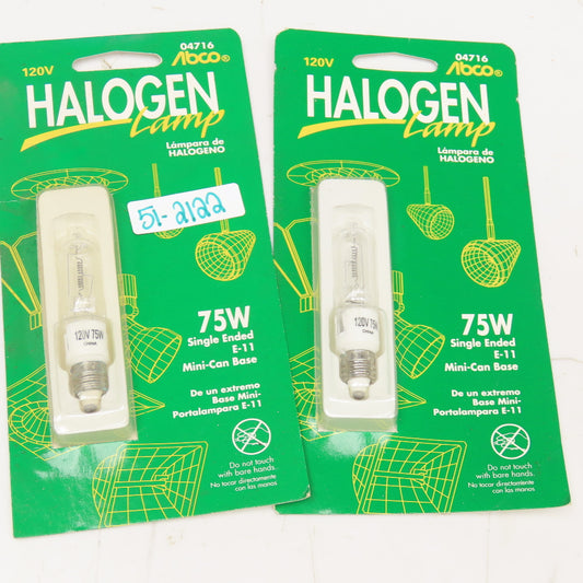 Abco 04716 120V 75W Halogen Lamp Light Bulb E-11 Mini-Can Base Lot Of 2