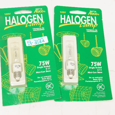 Abco 04716 120V 75W Halogen Lamp Light Bulb E-11 Mini-Can Base Lot Of 2