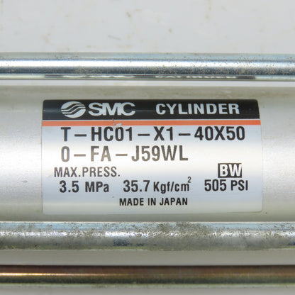 SMC T-HC01-X1-40X50-0-FA-J59WL Double Acting Pneumatic Cylinder 40mm Bore 505PSI
