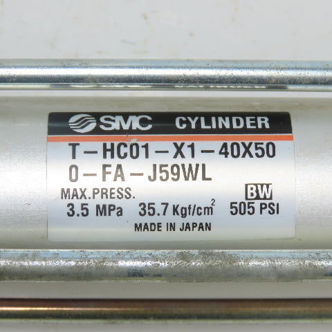 SMC T-HC01-X1-40X50-0-FA-J59WL Double Acting Pneumatic Cylinder 40mm Bore 505PSI