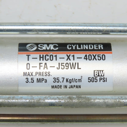 SMC T-HC01-X1-40X50-0-FA-J59WL Double Acting Pneumatic Cylinder 40mm Bore 505PSI