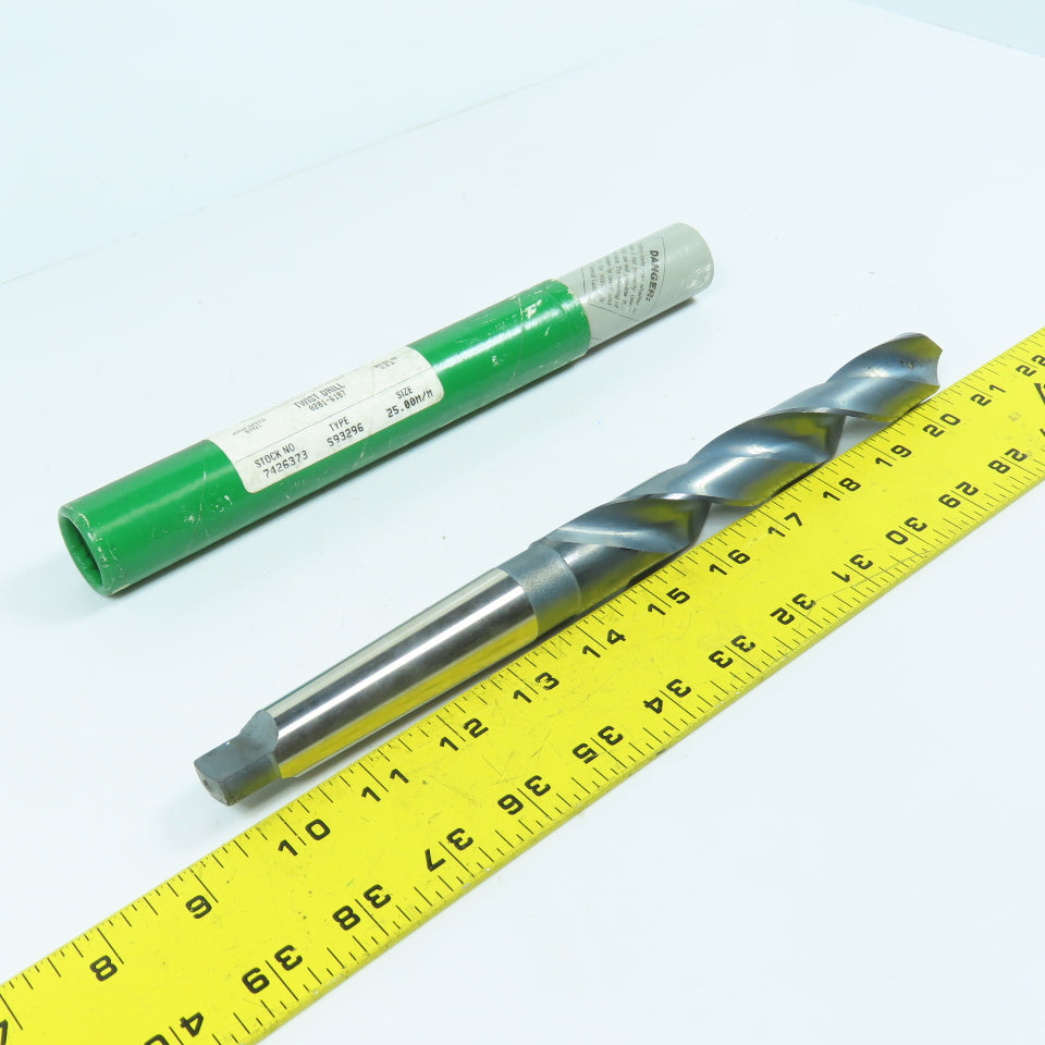 Precision Twist PTD 25mm HSS 90° Drill Bit 2-Flute 11" OAL Morse Taper MT3 USA