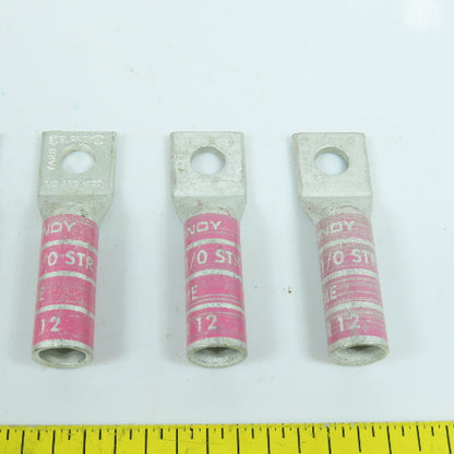 Burndy YA25 1/0 AWG Long Barrel 5/16" Compression Stud Lug Lot Of 10