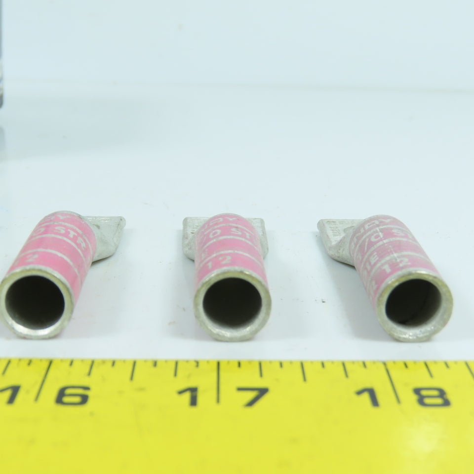 Burndy YA25 1/0 AWG Long Barrel 5/16" Compression Stud Lug Lot Of 10
