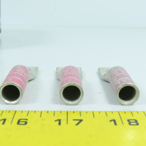 Burndy YA25 1/0 AWG Long Barrel 5/16" Compression Stud Lug Lot Of 10