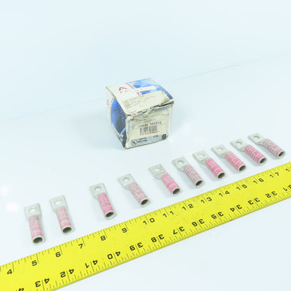 Burndy YA25 1/0 AWG Long Barrel 5/16" Compression Stud Lug Lot Of 10