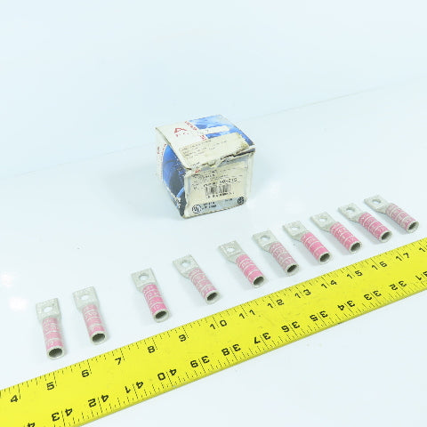 Burndy YA25 1/0 AWG Long Barrel 5/16" Compression Stud Lug Lot Of 10
