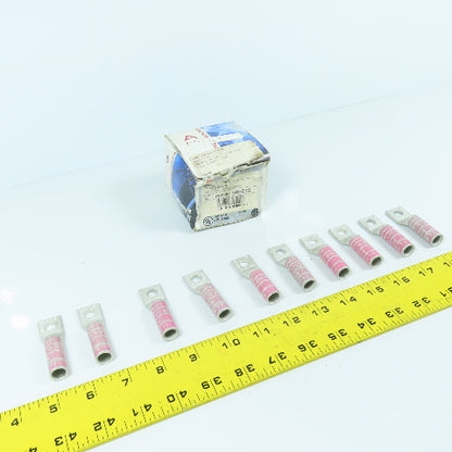Burndy YA25 1/0 AWG Long Barrel 5/16" Compression Stud Lug Lot Of 10
