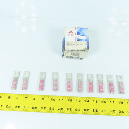 Burndy YA25 1/0 AWG Long Barrel 5/16" Compression Stud Lug Lot Of 10